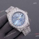 Best Copy Rolex Oyster Perpetual Day Date 45mm Diamond Bezel Blue-Gray Dial